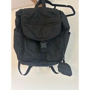 Under Armour Backpack Bookbag Black Drawstring Flap Buckle Laptop Gym Travel